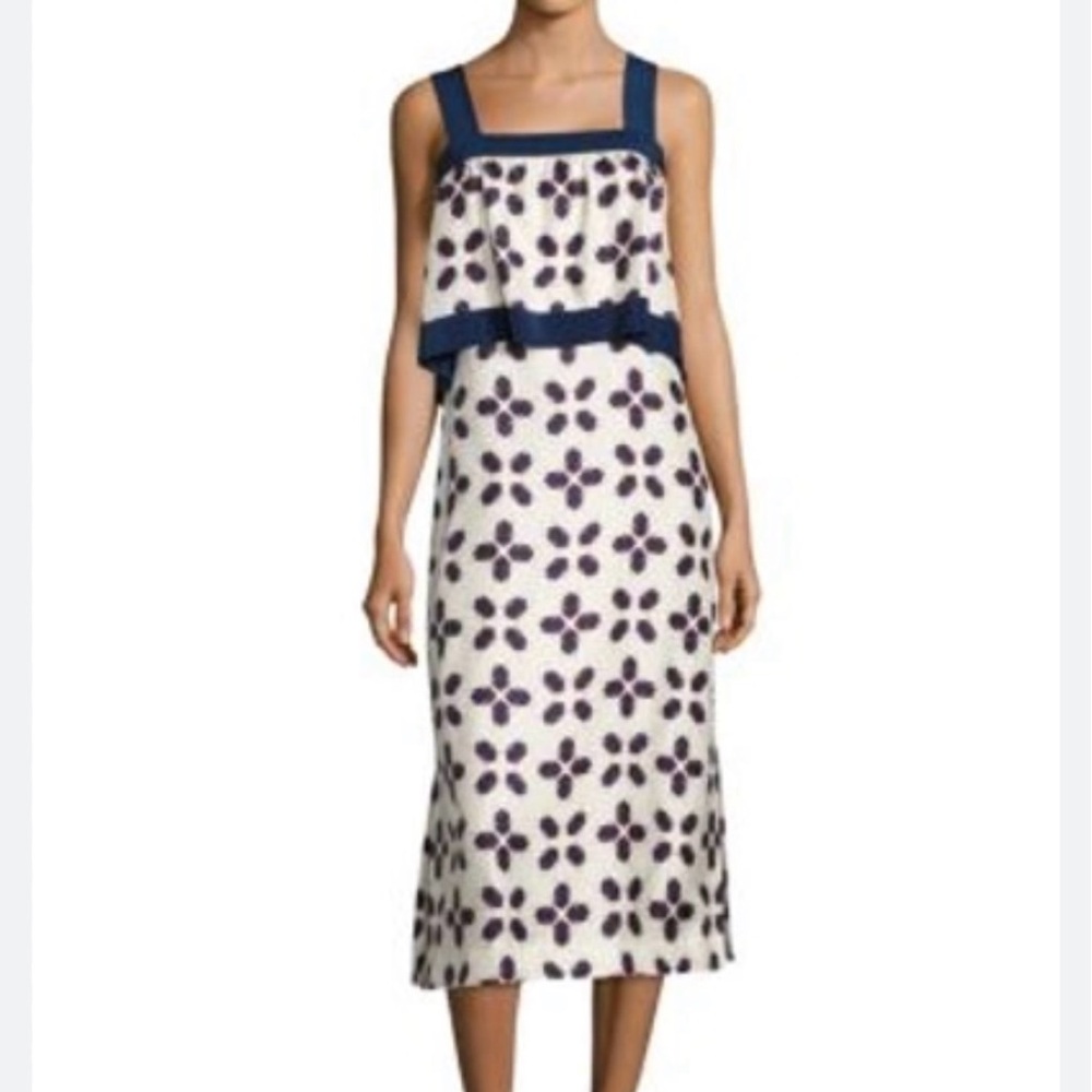 TORY BURCH Avila Sleeveless Silk Popover Dress In Beetle Bug Size 12
